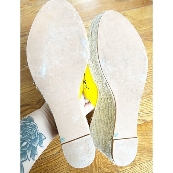 Kate Spade Tenley Espadrille Wedge Mule Platform Sandal Yellow Leather sz(10) - Picture 8 of 9